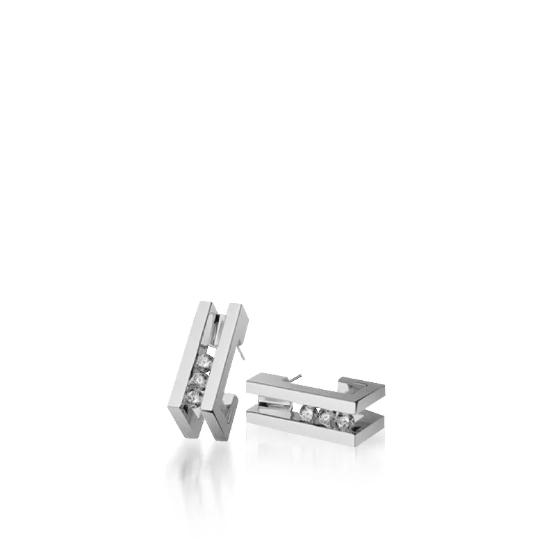 Lines Diamond Huggie Earrings