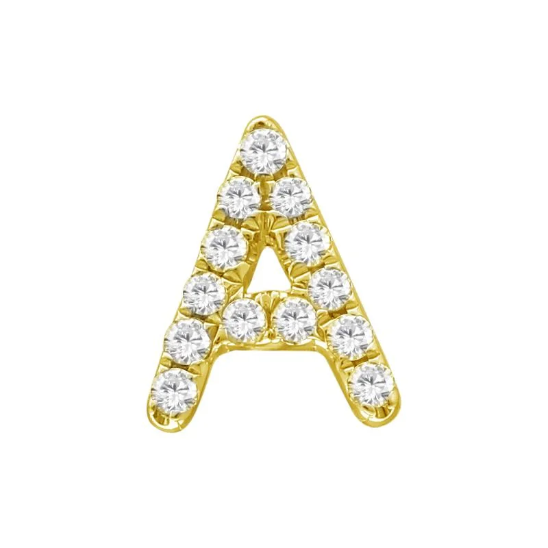 14K Yellow Gold Mini Diamond Initial Earrings