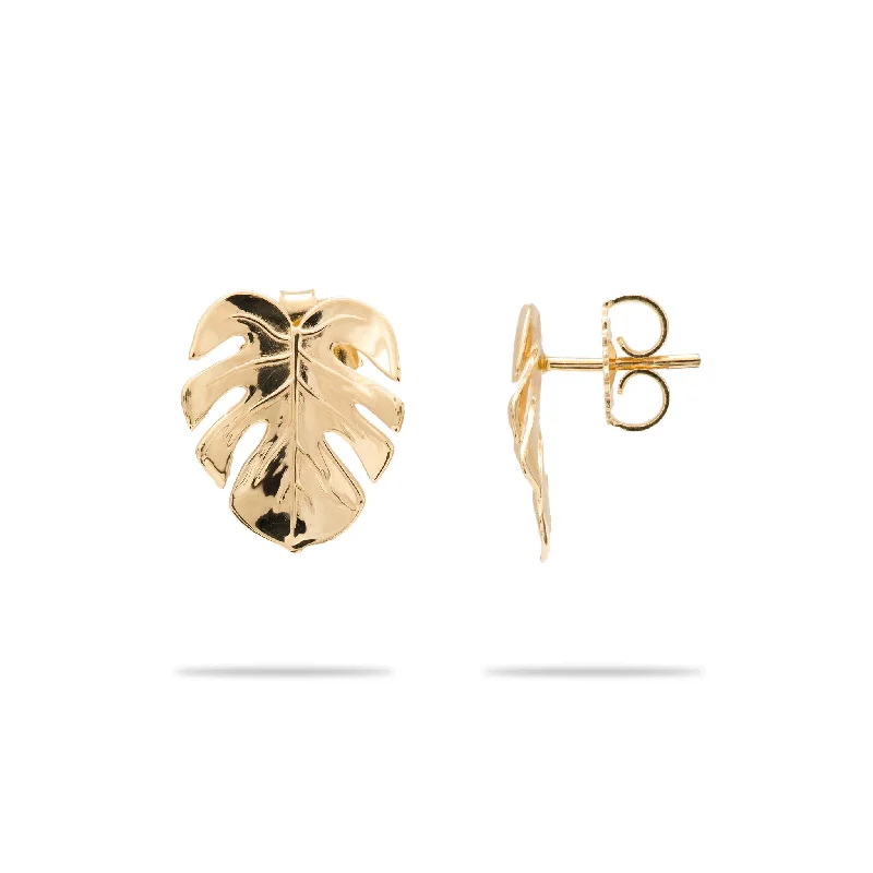 Monstera Earrings in Gold - 15mm