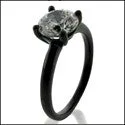 Solitaire 1.25 Round Cubic Zirconia Engagement Black Rhodium Gold Ring