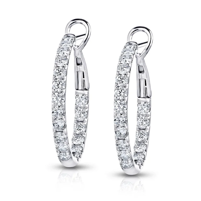 Spark Comfort Fit Inside/Outside Diamond Earrings 2.10cttw/18KW