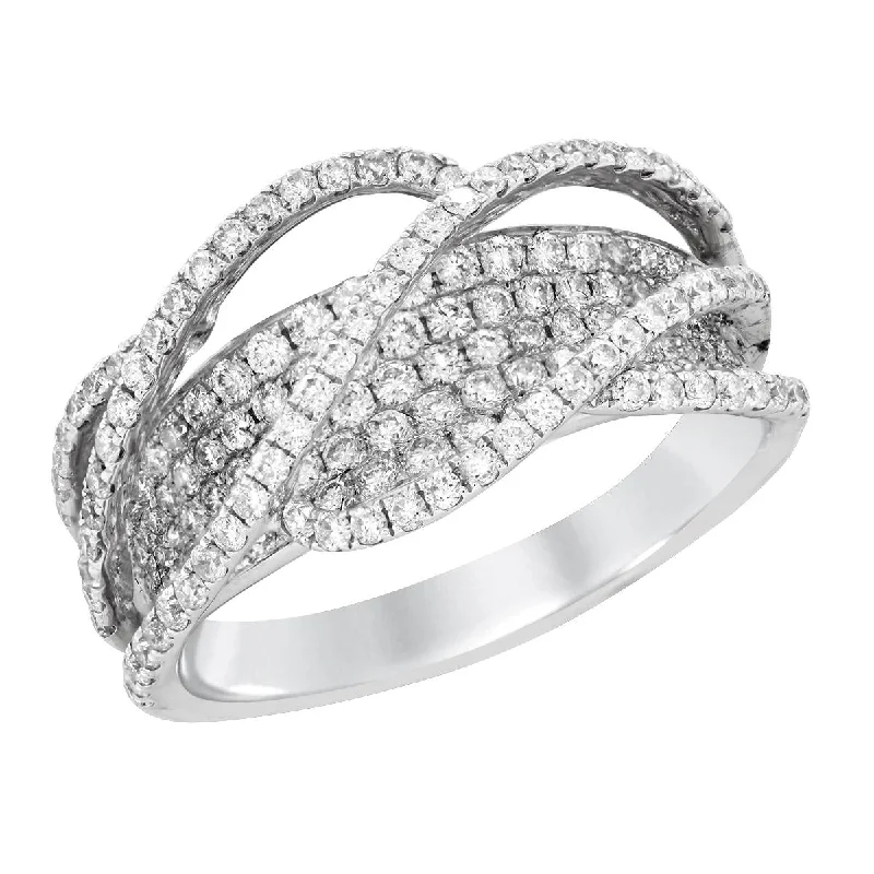 WHITE GOLD RING WITH ELEVATED ROWS OF DIAMONDS, 1.28 CT TW