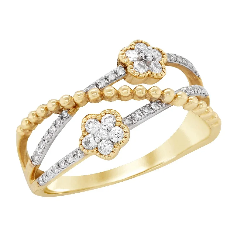 YELLOW GOLD DIAMOND FASHION RING WITH SPLIT SHANK, .27 CT TW