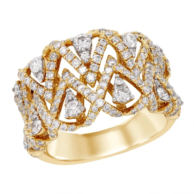 YELLOW GOLD FASHION RING WITH 184 DIAMONDS, 1.40 CT TW