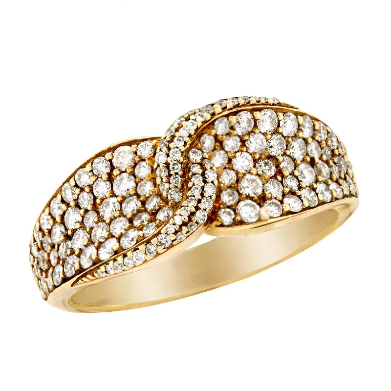 YELLOW GOLD FASHION RING WITH DIAMOND PAVE DESIGN, 1.13 CT TW