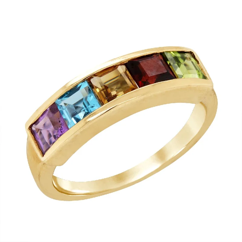 YELLOW GOLD MULTICOLORED GEMSTONE RING