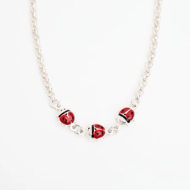 Sterling Silver & Enamel Ladybug Necklace