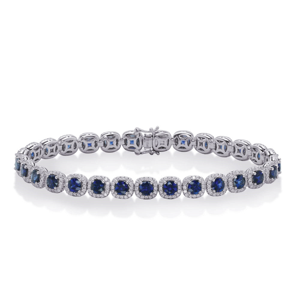 14K White Gold Sapphire and Diamond Bracelet