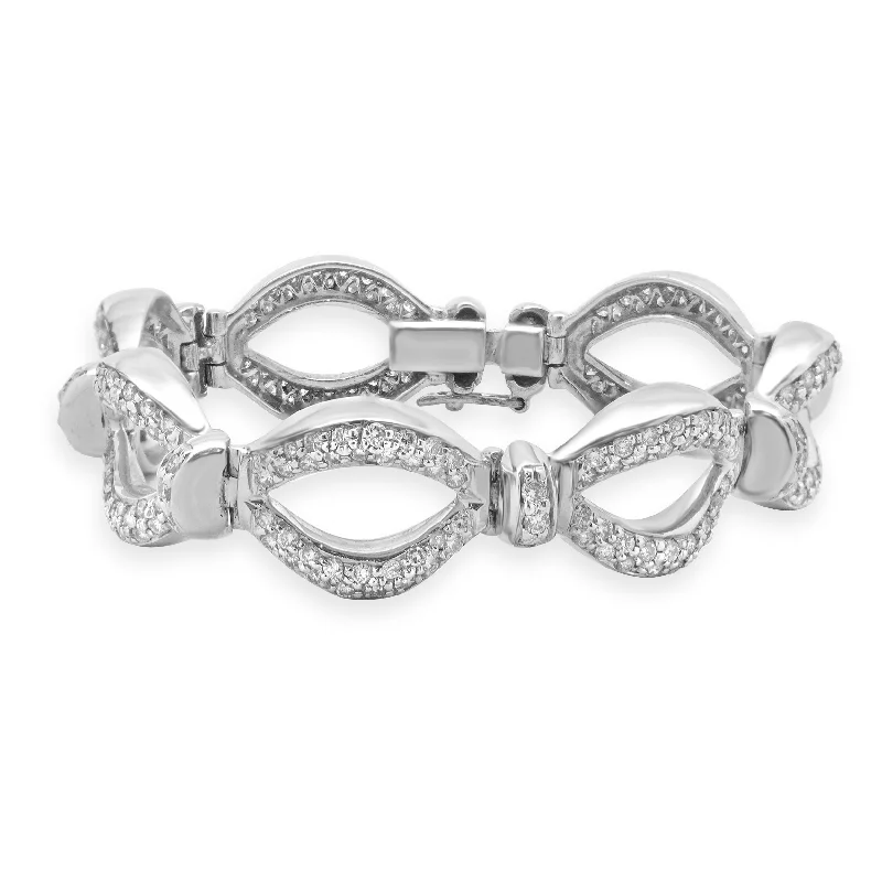 18k White Gold Oval Link Diamond Bracelet