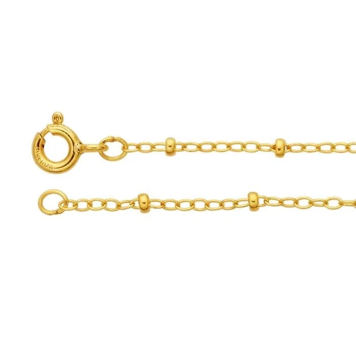 Yellow Gold-Filled 1.2mm Oval Cable Chain with Beads Necklace