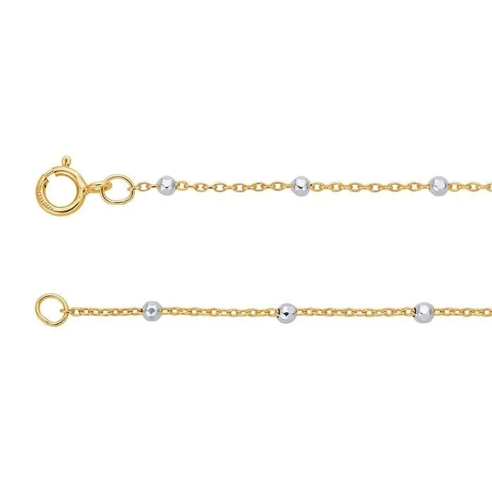 Yellow Gold-Filled 0.8mm Cable Chain with Sterling Silver Beads Necklace