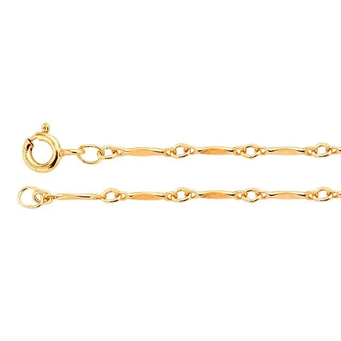 Yellow Gold-Filled 1.4mm Dapped Bar & Link Chain Necklace