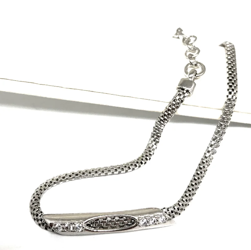 .925 Silver Cubic Zirconia Snake Link Braccelet 8.5 inch