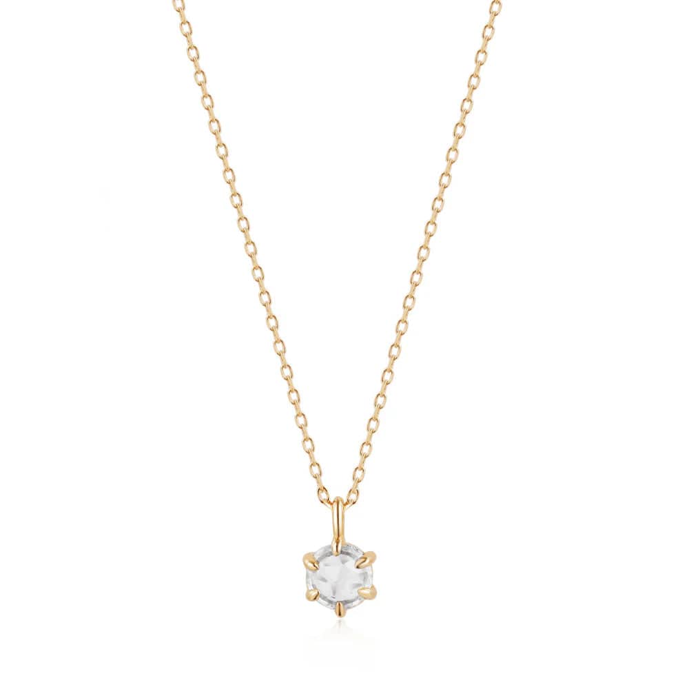 Marilyn Rose Cut White Sapphire Solitaire Necklace