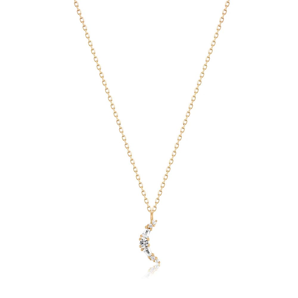 Phoenix White Sapphire Crescent Moon Necklace