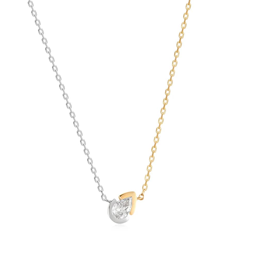 Sanilia Two-Tone Bezel Pear Lab Grown Diamond Necklace