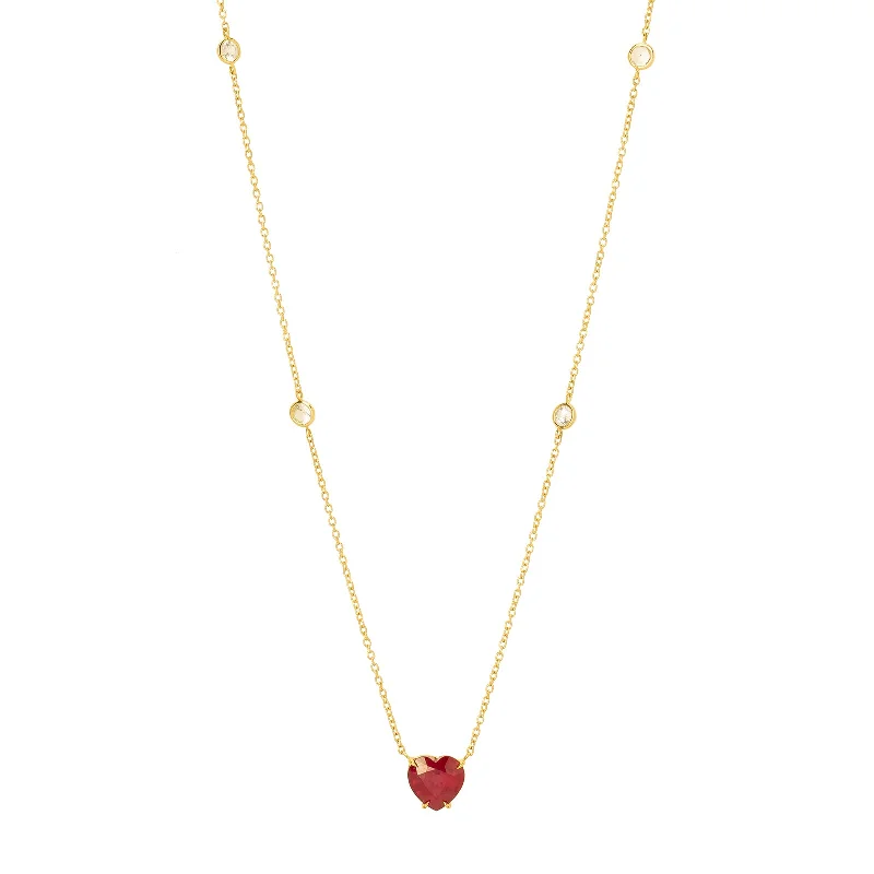 Heart Necklace - Ruby & Sapphire