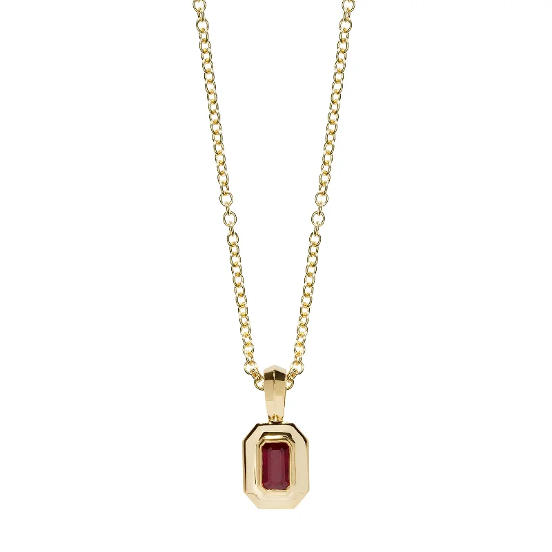 Staircase Petite Charm Necklace - Ruby