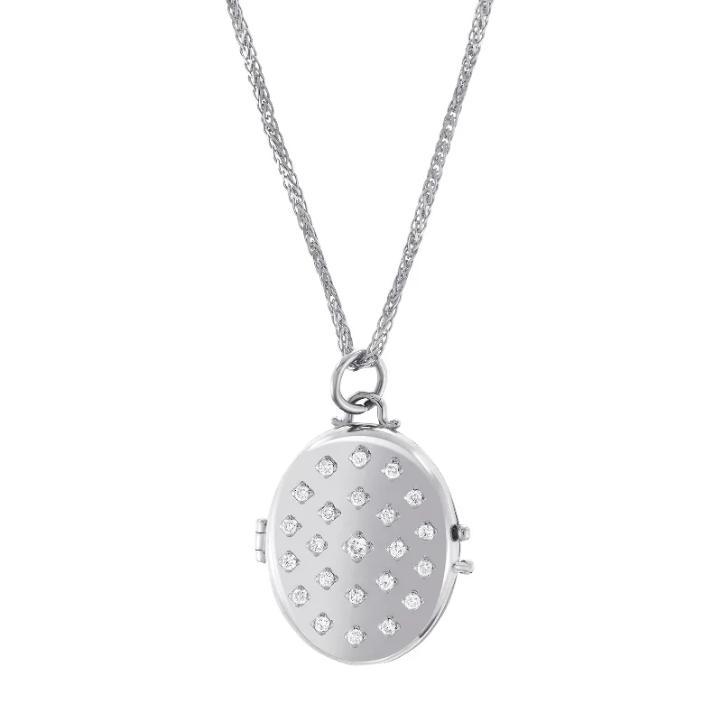 Etoile Locket Necklace - White Gold