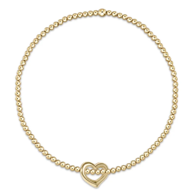 enewton egirl (5.5") Classic Gold 2mm Bead Bracelet - Love Small Gold Charm