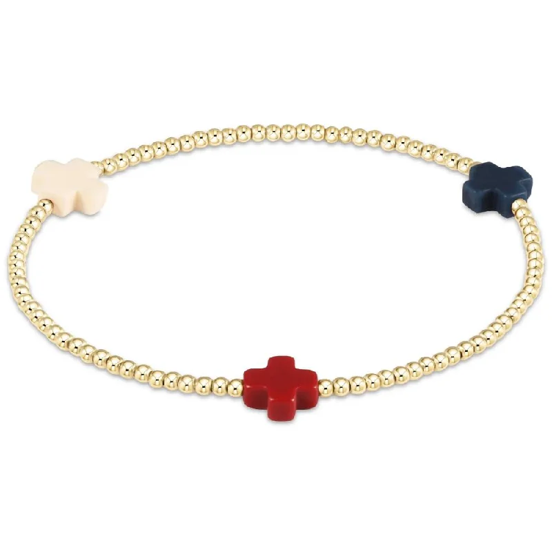 enewton Signature Cross 3mm Bead Bracelet - Firecracker 2024 Fourth of July