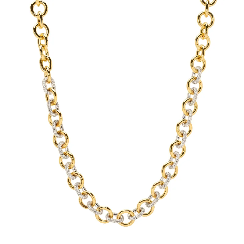 Midsized Mixed Link Chain - Pave Diamond