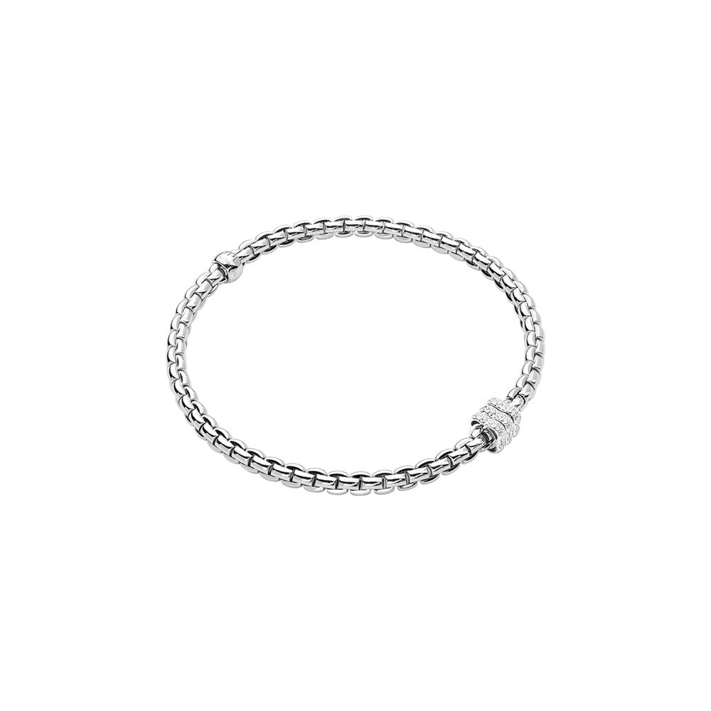 FOPE 18K White Gold Eka Tiny Collection Diamond Bracelet, Medium Size