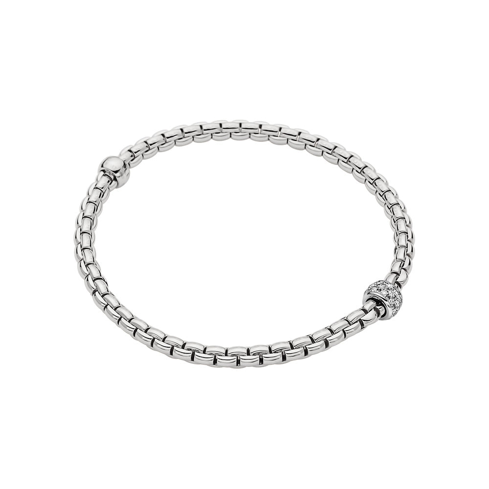 FOPE 18K White Gold Eka Tiny Collection Diamond Bracelet, Small Size