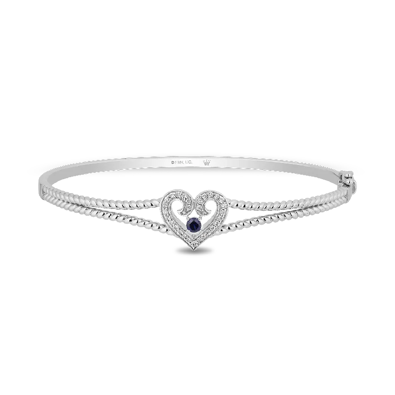 Hallmark Fine Jewelry Follow Your Heart Bangle in Sterling Silver with Created Blue Sapphire & Diamonds