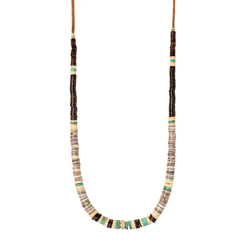 Brown & Blue Beaded Necklace