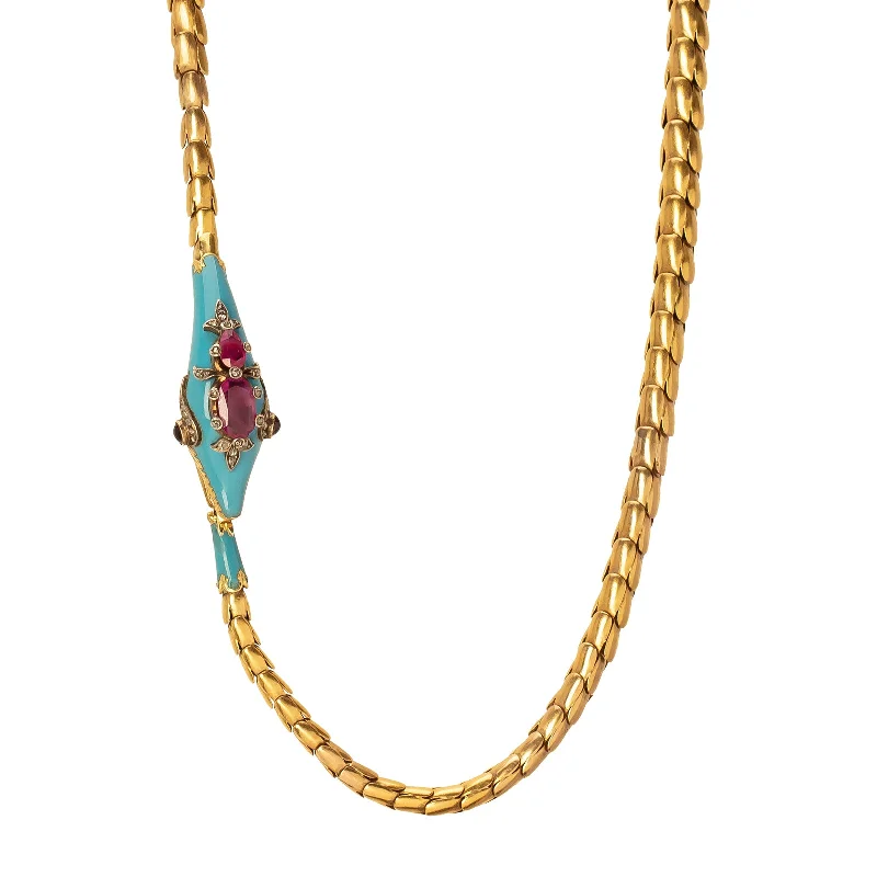 Turquoise & Amethyst Snake Necklace