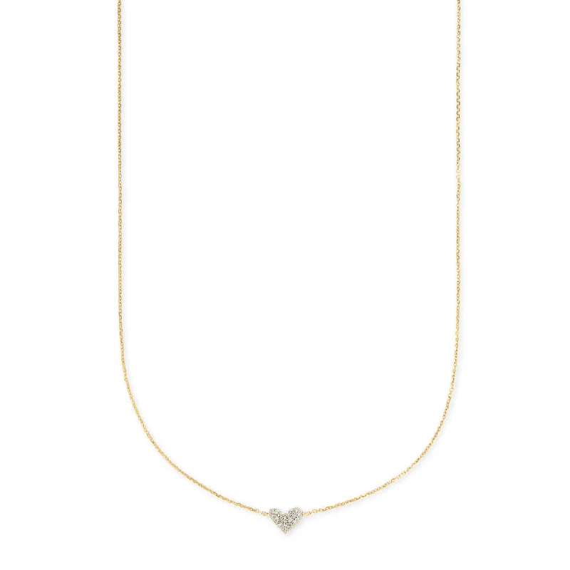 Kendra Scott Heart 14k Gold Pendant Necklace in White Diamond