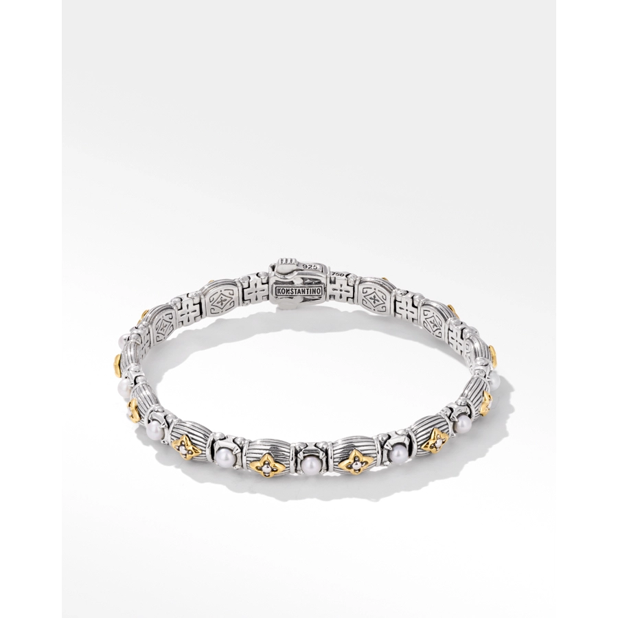 Konstantino Muse Silver and 18K Gold Bracelet with Pearls