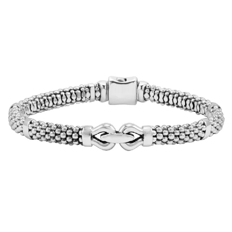 Lagos Derby Silver Caviar Buckle Bracelet