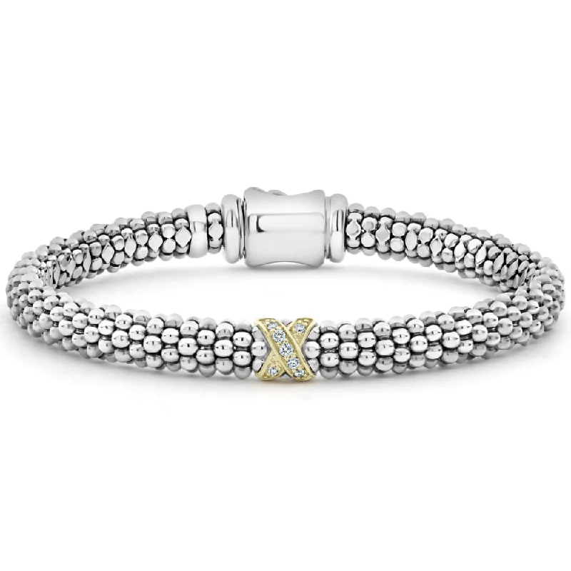 Lagos Single Station X Two-Tone Diamond Bracelet