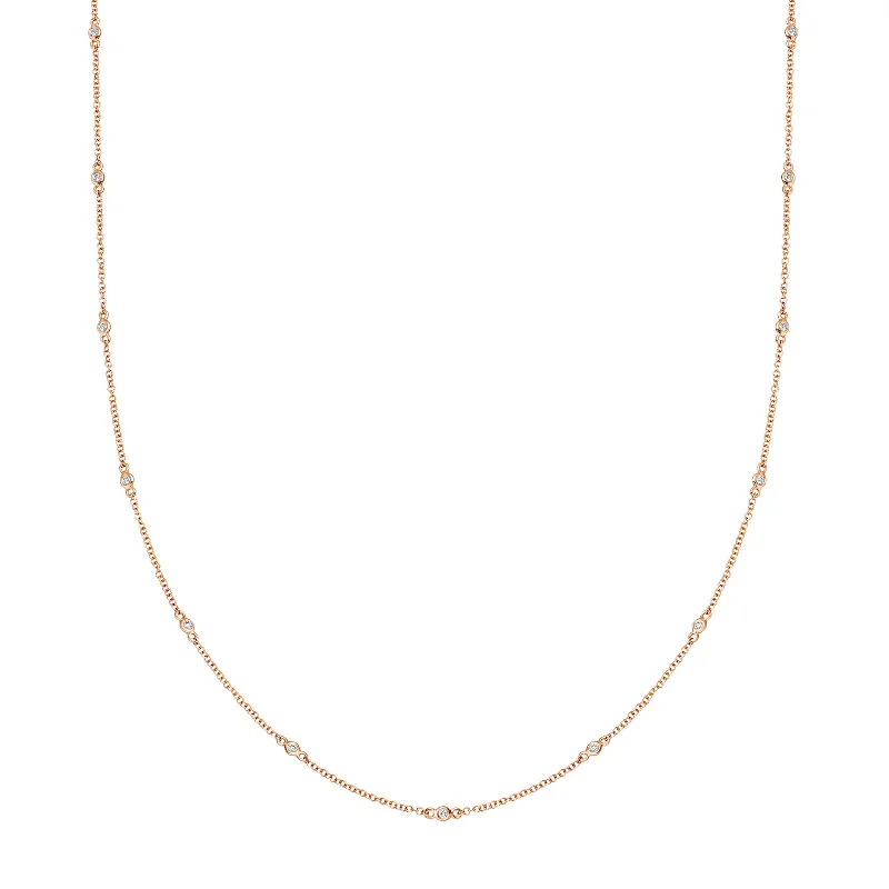 18" Fine Diamond Chain Necklace - Rose Gold