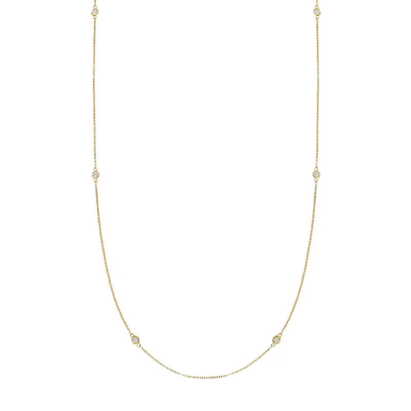 32" Long Fine Diamond Chain Necklace - Yellow Gold