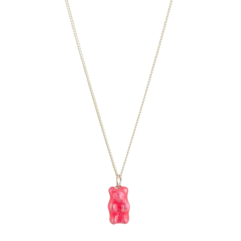 Mini Gummy Pendant Necklace - Neon Pink