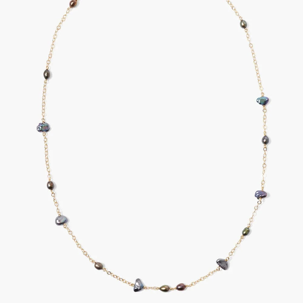 Free-form Pearl Necklace in Peacock