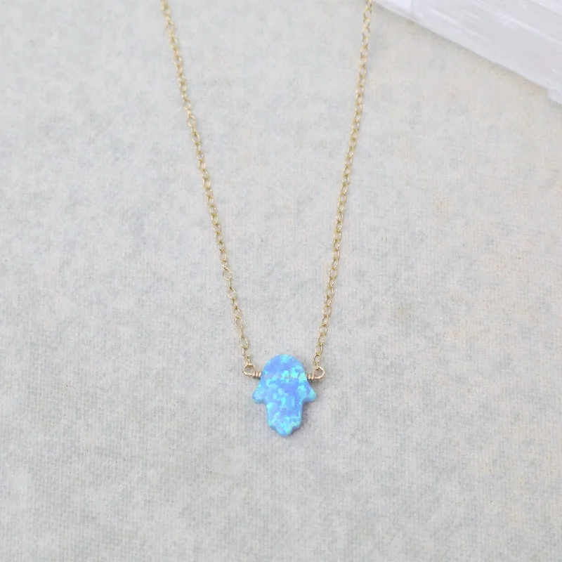 Blue Opal Hamsa Necklace