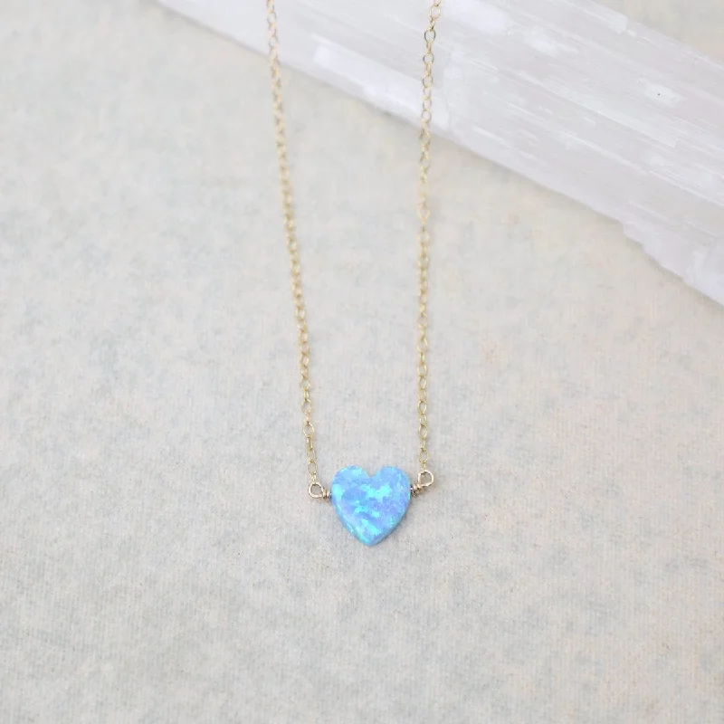 Blue Opal Heart Necklace