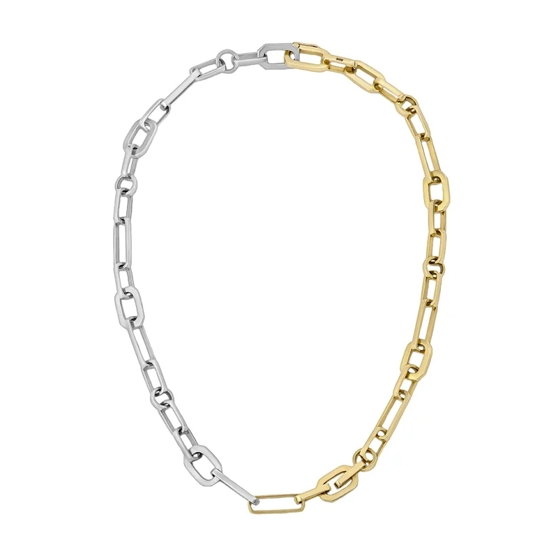 Mixed Link Chain Necklace - Yellow Gold & Silver