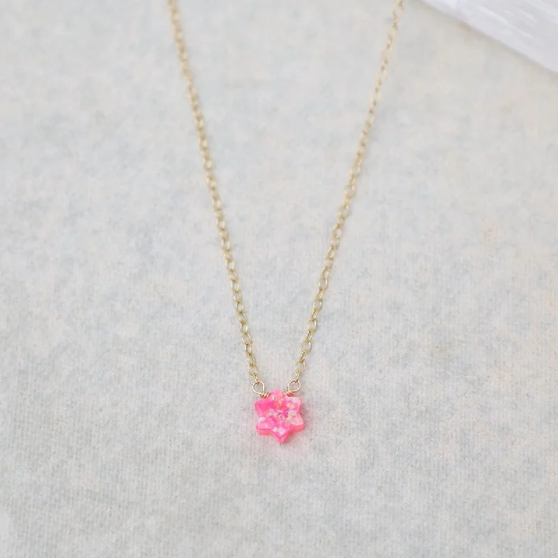 Pink Opal Star of David Necklace